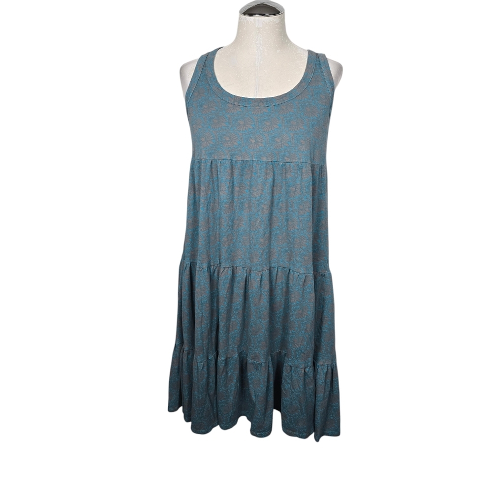 Coolwear Printed Blue Brown Racerback Dress M